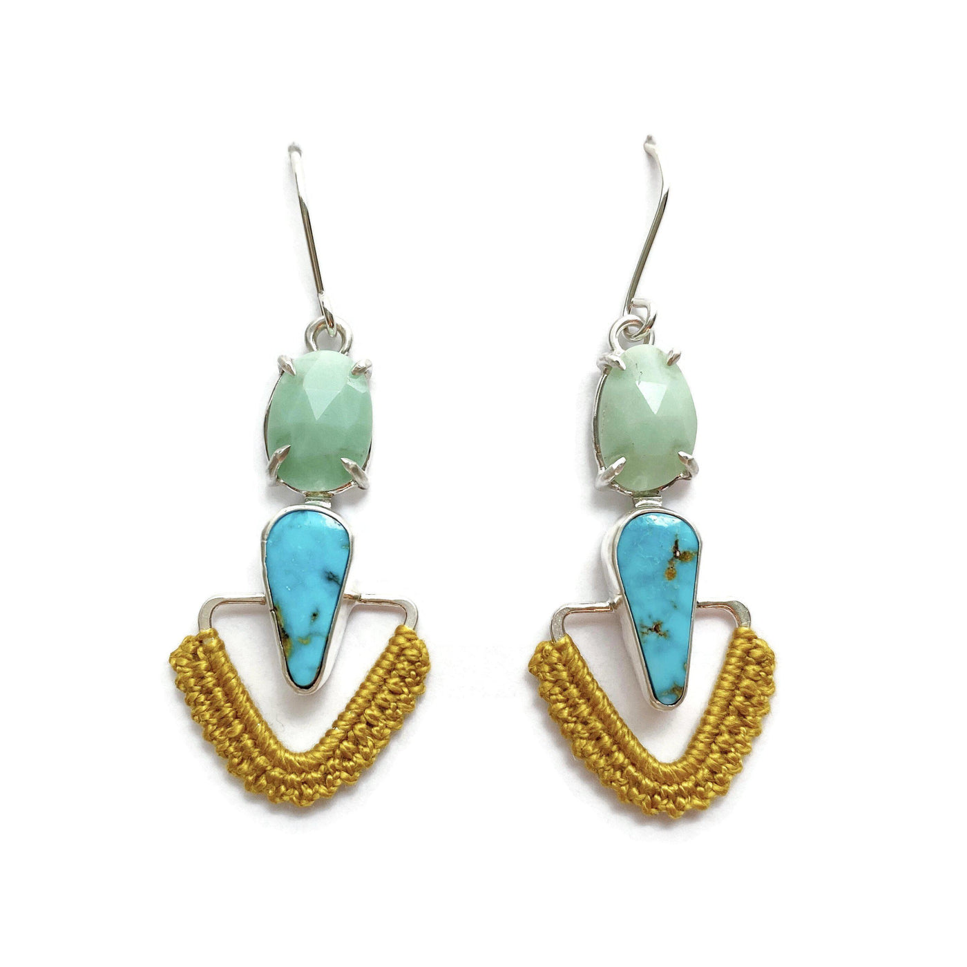 Pathway Earrings in Chrysoprase & Turquoise // One-of-a-Kind-Twyla Dill-Seattle Jewelry-Handmade Jewelry-Seattle Jeweler-Twyla Dill