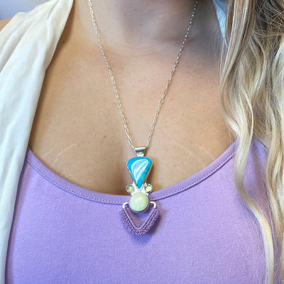Pathway Necklace with Turquoise, Lemon Chrysoprase & Prehnite // One-of-a-Kind-Twyla Dill-Seattle Jewelry-Handmade Jewelry-Seattle Jeweler-Twyla Dill