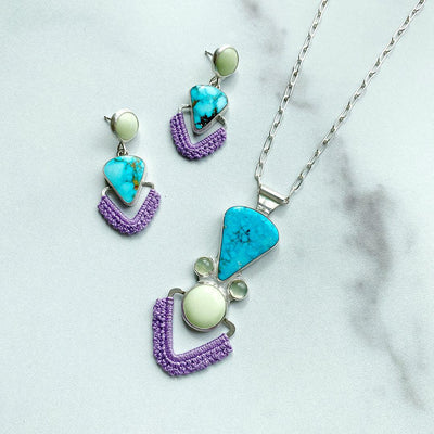 Pathway Necklace with Turquoise, Lemon Chrysoprase & Prehnite // One-of-a-Kind-Twyla Dill-Seattle Jewelry-Handmade Jewelry-Seattle Jeweler-Twyla Dill