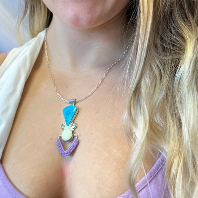 Pathway Necklace with Turquoise, Lemon Chrysoprase & Prehnite // One-of-a-Kind-Twyla Dill-Seattle Jewelry-Handmade Jewelry-Seattle Jeweler-Twyla Dill