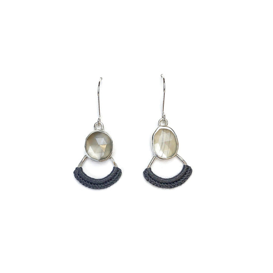 Petala Earrings in Grey Moonstone + Winter Grey Lace // One-of-a-Kind-Twyla Dill-Seattle Jewelry-Handmade Jewelry-Seattle Jeweler-Twyla Dill