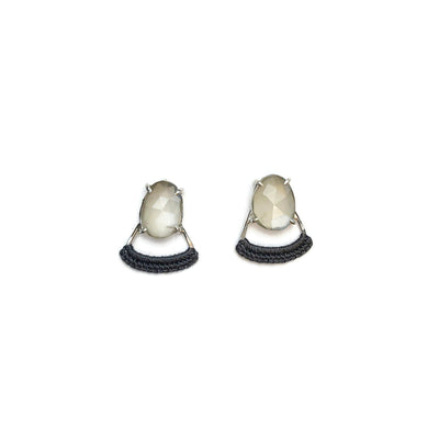 Petala Studs in Grey Moonstone + Winter Grey Lace // One-of-a-Kind-Twyla Dill-Seattle Jewelry-Handmade Jewelry-Seattle Jeweler-Twyla Dill