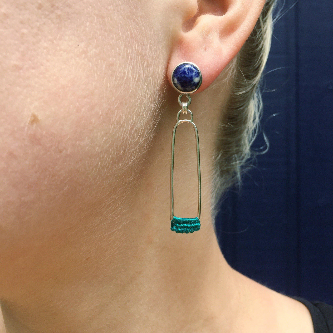Pillar Earrings in Sodalite + Silver // One-of-a-Kind-Earrings-Twyla Dill-Seattle Jewelry-Handmade Jewelry-Seattle Jeweler-Twyla Dill