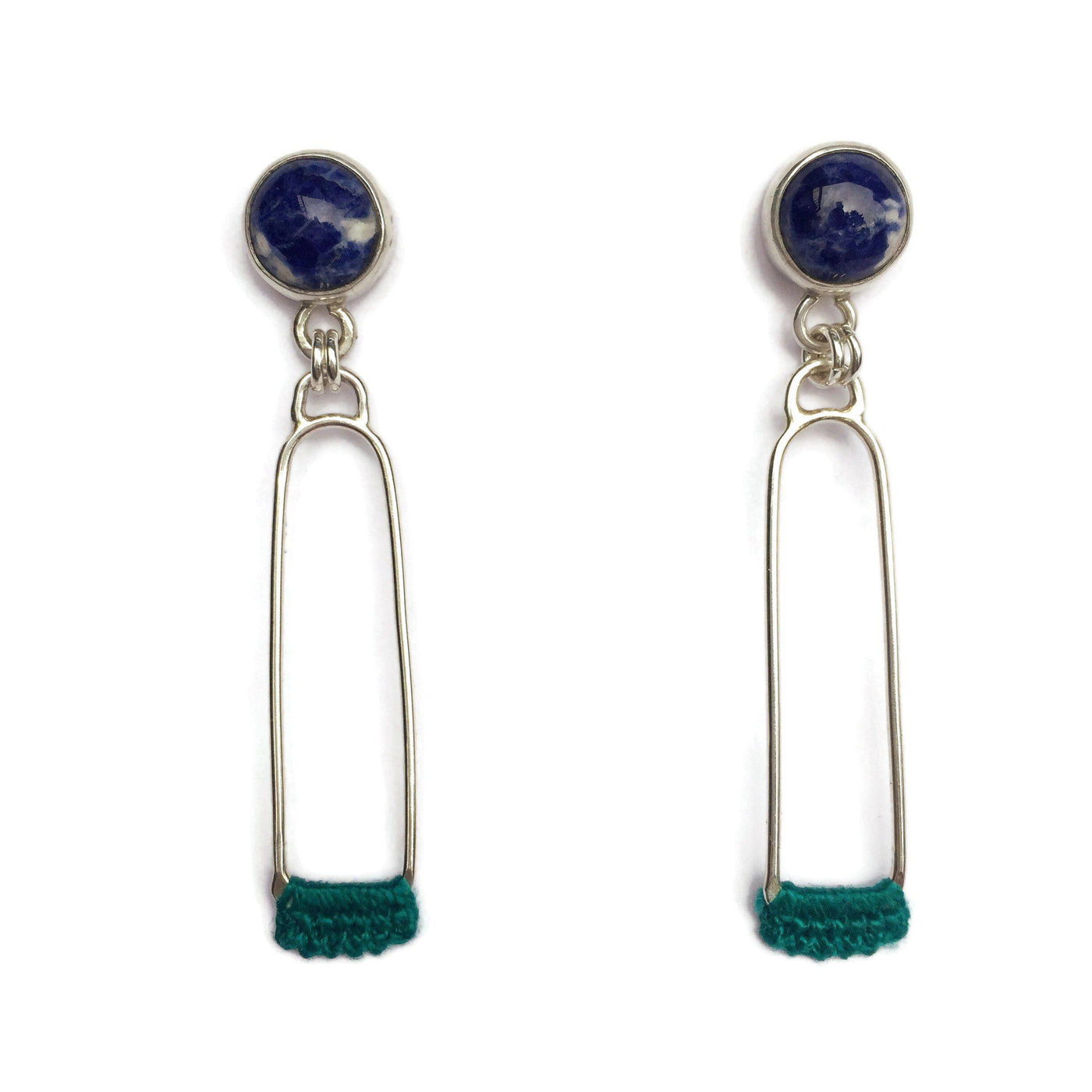 Pillar Earrings in Sodalite + Silver // One-of-a-Kind-Earrings-Twyla Dill-Seattle Jewelry-Handmade Jewelry-Seattle Jeweler-Twyla Dill