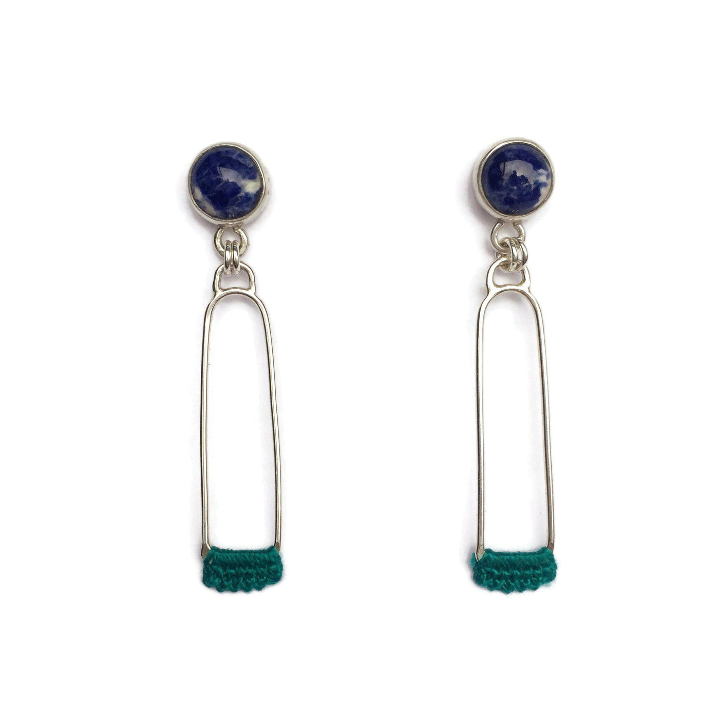 Pillar Earrings in Sodalite + Silver // One-of-a-Kind-Earrings-Twyla Dill-Seattle Jewelry-Handmade Jewelry-Seattle Jeweler-Twyla Dill