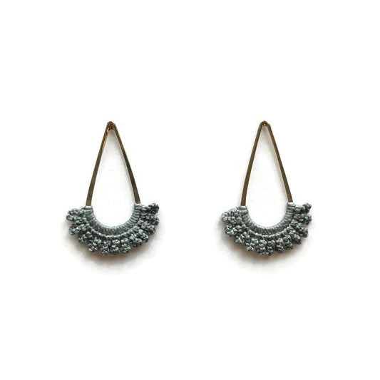 Rain Studs // Medium Raindrop Metal & Lace Earrings-Earrings-Twyla Dill-14kt Gold-Plated-Slate-Seattle Jewelry-Handmade Jewelry-Seattle Jeweler-Twyla Dill