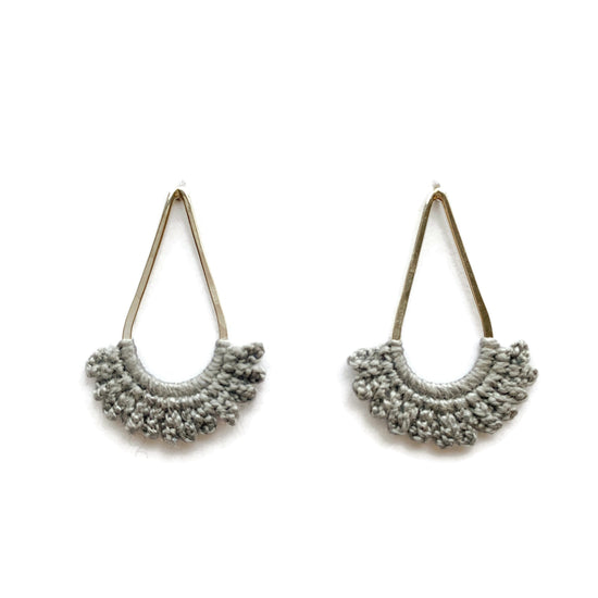 Rain Studs // Medium Raindrop Metal & Lace Earrings-Earrings-Twyla Dill-Sterling Silver-Slate-Seattle Jewelry-Handmade Jewelry-Seattle Jeweler-Twyla Dill