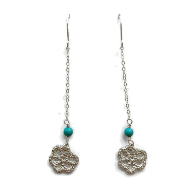 Silver Lace Flower Earrings // Limited Edition-Earrings-Twyla Dill-Turquoise Bead Addition-Seattle Jewelry-Handmade Jewelry-Seattle Jeweler-Twyla Dill