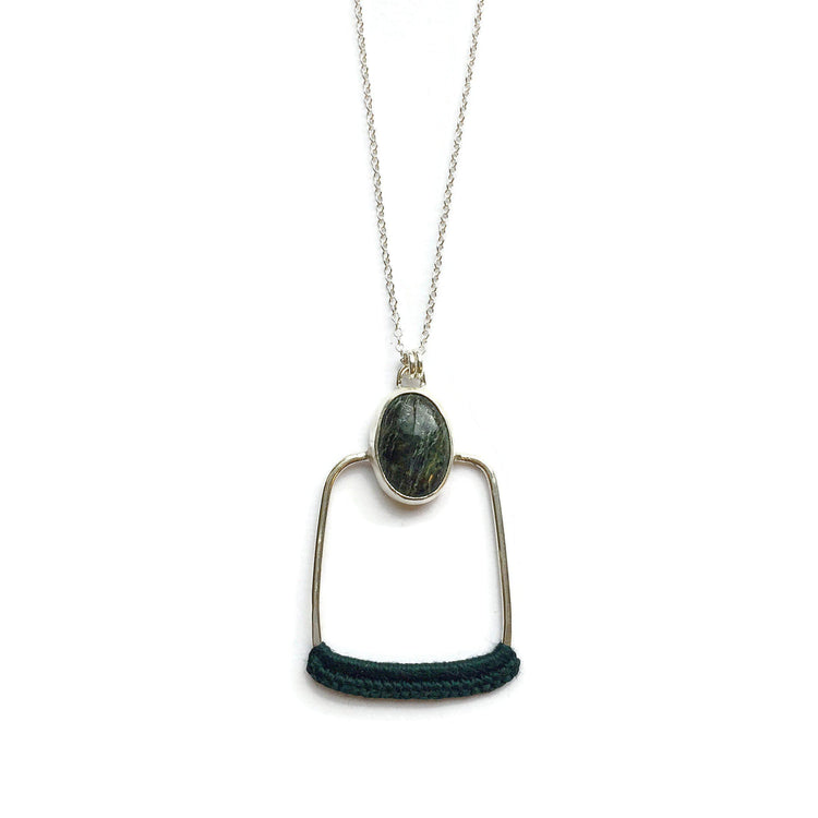Square Hoop Necklace in Zebra Jasper & Deep Green Lace // One-of-a-Kind-Necklaces-Twyla Dill-Seattle Jewelry-Handmade Jewelry-Seattle Jeweler-Twyla Dill
