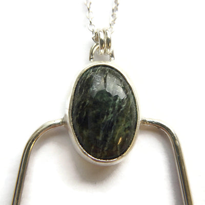 Square Hoop Necklace in Zebra Jasper & Deep Green Lace // One-of-a-Kind-Necklaces-Twyla Dill-Seattle Jewelry-Handmade Jewelry-Seattle Jeweler-Twyla Dill