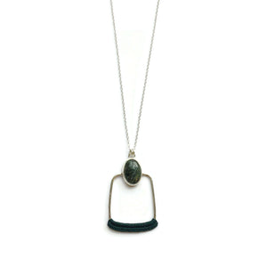 Square Hoop Necklace in Zebra Jasper & Deep Green Lace // One-of-a-Kind-Necklaces-Twyla Dill-Seattle Jewelry-Handmade Jewelry-Seattle Jeweler-Twyla Dill