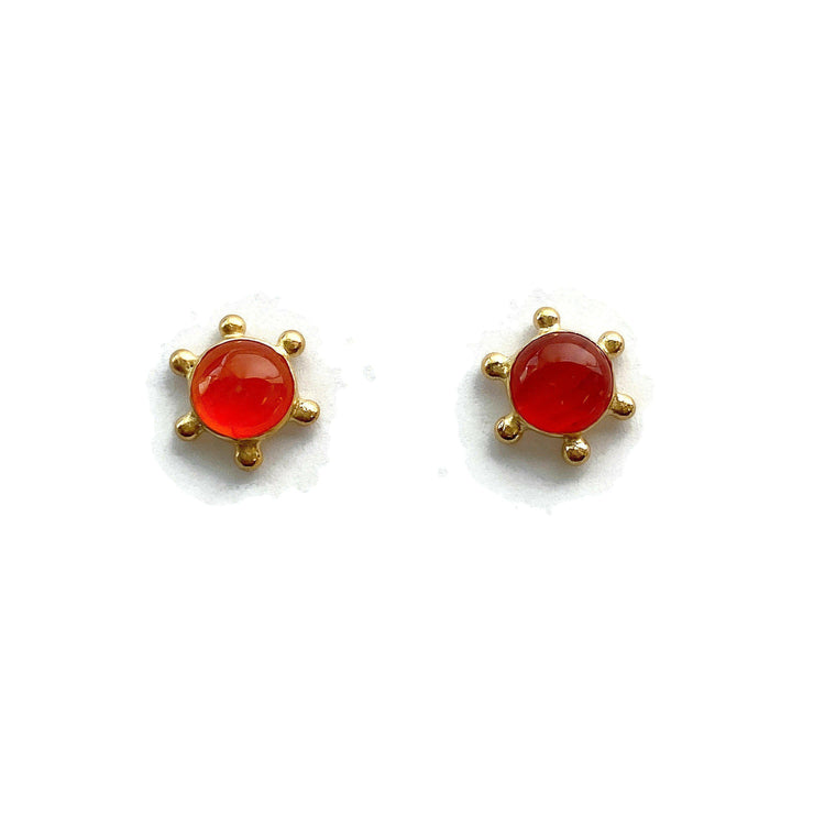 Starburst Studs // Handmade Gemstone Earrings-Earrings-Twyla Dill-14kt Gold Vermeil-Carnelian-Seattle Jewelry-Handmade Jewelry-Seattle Jeweler-Twyla Dill