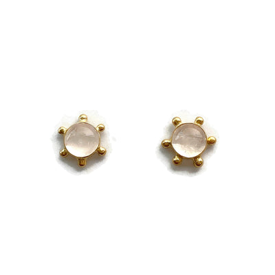 Starburst Studs // Handmade Gemstone Earrings-Earrings-Twyla Dill-14kt Gold Vermeil-Rose Quartz-Seattle Jewelry-Handmade Jewelry-Seattle Jeweler-Twyla Dill