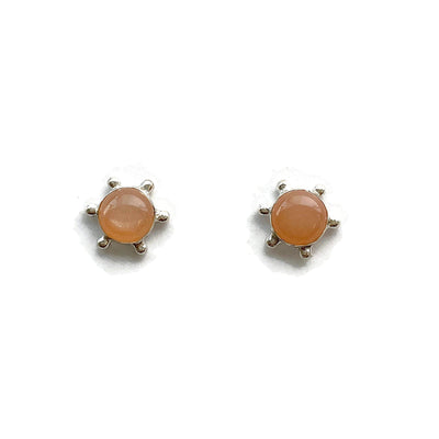 Starburst Studs // Handmade Gemstone Earrings-Earrings-Twyla Dill-Sterling Silver-Peach Moonstone-Seattle Jewelry-Handmade Jewelry-Seattle Jeweler-Twyla Dill