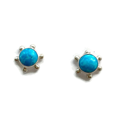 Starburst Studs // Handmade Gemstone Earrings-Earrings-Twyla Dill-Sterling Silver-Turquoise-Seattle Jewelry-Handmade Jewelry-Seattle Jeweler-Twyla Dill