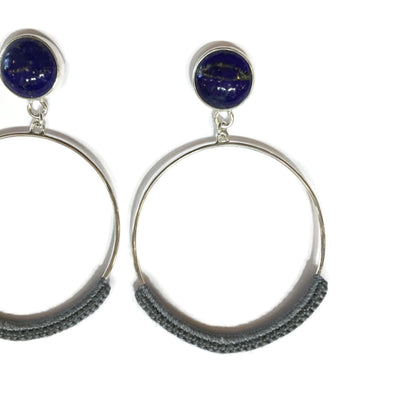 Stone Hoops in Lapis + Silver // One-of-a-Kind-Earrings-Twyla Dill-Seattle Jewelry-Handmade Jewelry-Seattle Jeweler-Twyla Dill