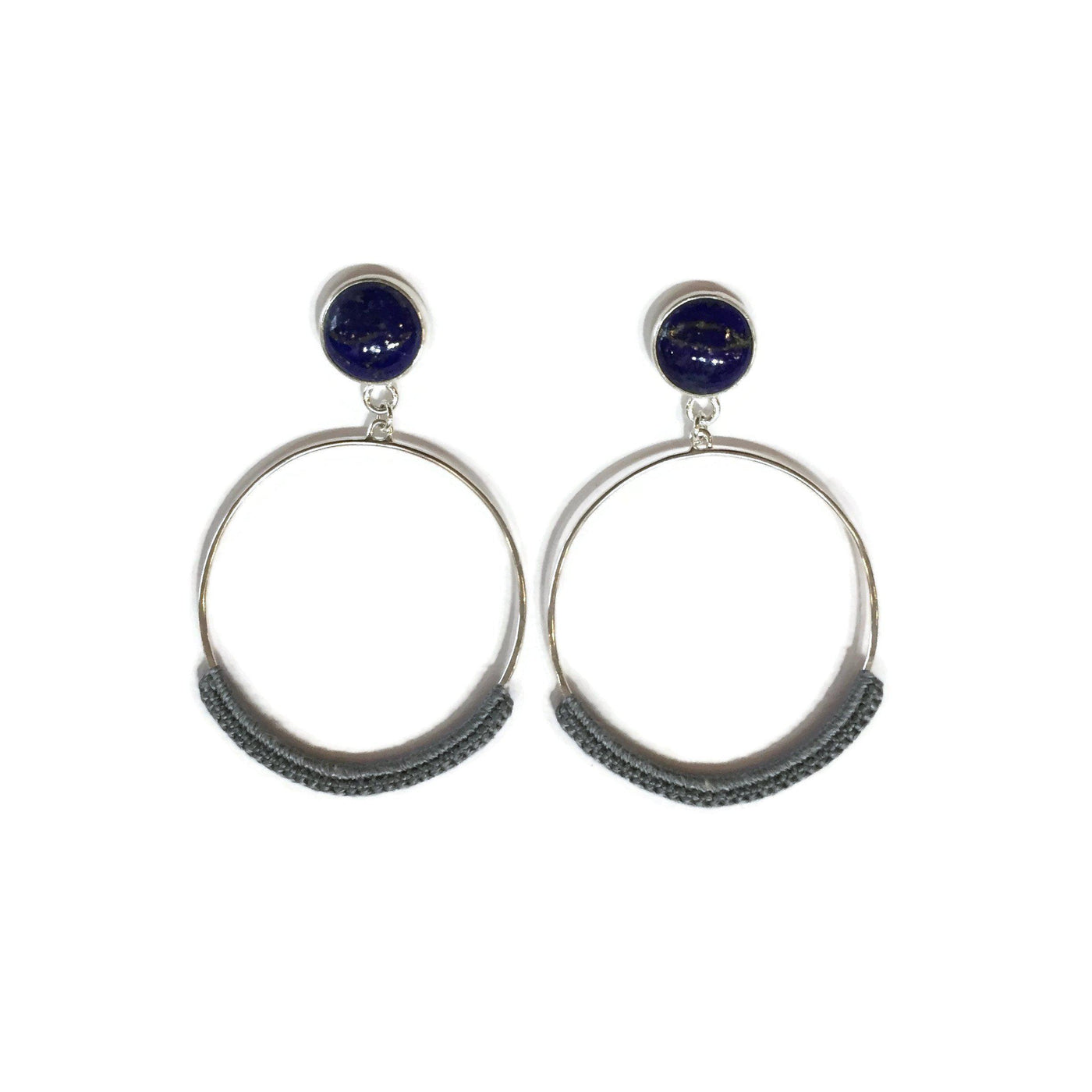Stone Hoops in Lapis + Silver // One-of-a-Kind-Earrings-Twyla Dill-Seattle Jewelry-Handmade Jewelry-Seattle Jeweler-Twyla Dill