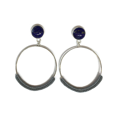 Stone Hoops in Lapis + Silver // One-of-a-Kind-Earrings-Twyla Dill-Seattle Jewelry-Handmade Jewelry-Seattle Jeweler-Twyla Dill