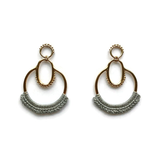 Suna Earrings // Large Metal & Lace Statement Stud Earrings-Earrings-Twyla Dill-14kt Gold-Plated-Slate-Seattle Jewelry-Handmade Jewelry-Seattle Jeweler-Twyla Dill