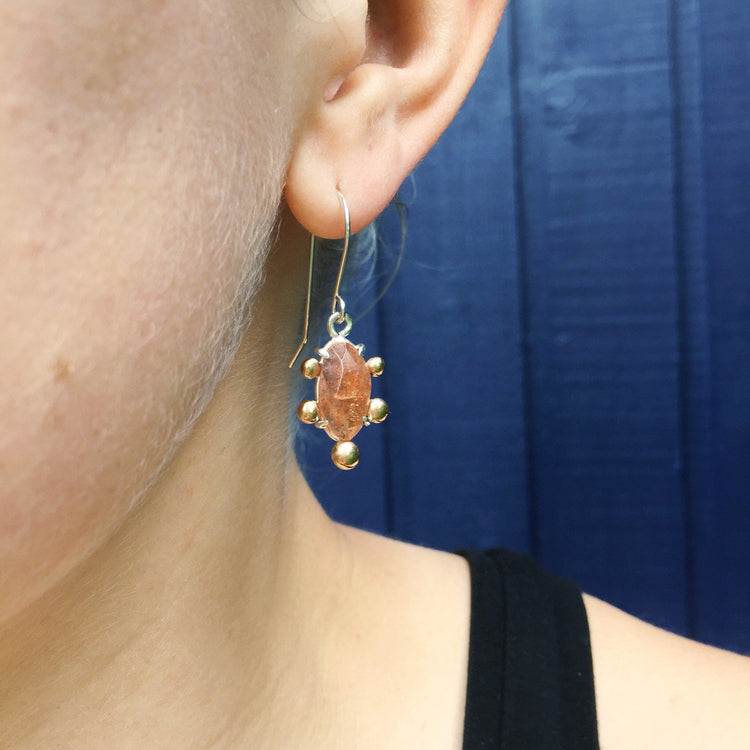 Sunstone Ray Earrings // One-of-a-Kind-Earrings-Twyla Dill-Seattle Jewelry-Handmade Jewelry-Seattle Jeweler-Twyla Dill
