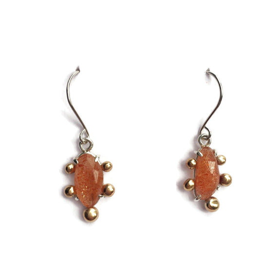 Sunstone Ray Earrings // One-of-a-Kind-Earrings-Twyla Dill-Seattle Jewelry-Handmade Jewelry-Seattle Jeweler-Twyla Dill