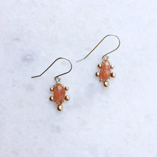 Sunstone Ray Earrings // One-of-a-Kind-Earrings-Twyla Dill-Seattle Jewelry-Handmade Jewelry-Seattle Jeweler-Twyla Dill