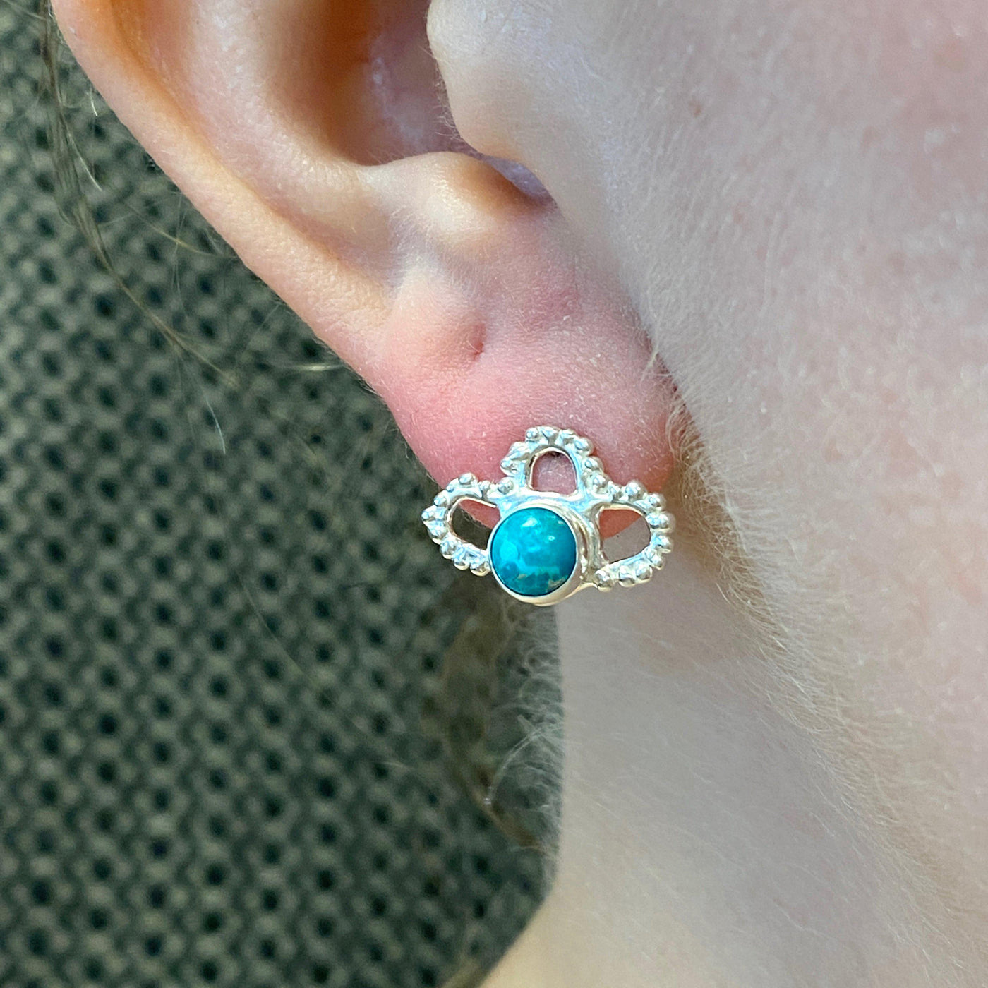 Turquoise Flower Petal Studs // Limited Edition-Earrings-Twyla Dill-Seattle Jewelry-Handmade Jewelry-Seattle Jeweler-Twyla Dill