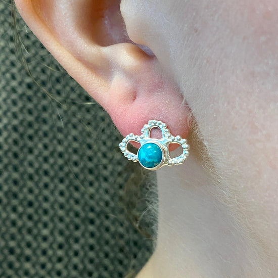 Turquoise Flower Petal Studs // Limited Edition-Earrings-Twyla Dill-Seattle Jewelry-Handmade Jewelry-Seattle Jeweler-Twyla Dill