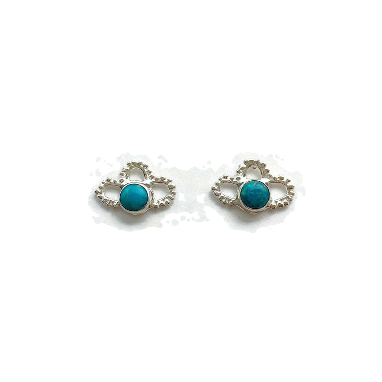 Turquoise Flower Petal Studs // Limited Edition-Earrings-Twyla Dill-Seattle Jewelry-Handmade Jewelry-Seattle Jeweler-Twyla Dill