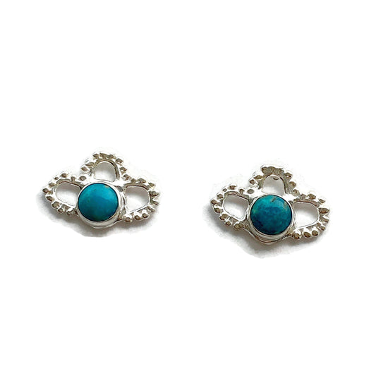 Turquoise Flower Petal Studs // Limited Edition-Earrings-Twyla Dill-Seattle Jewelry-Handmade Jewelry-Seattle Jeweler-Twyla Dill