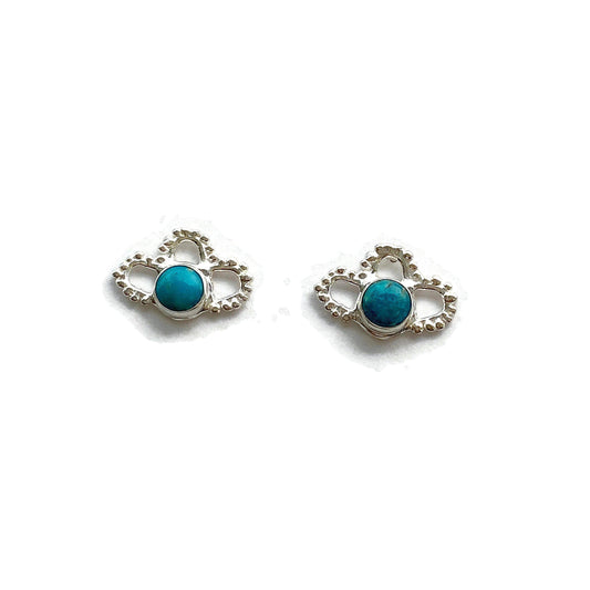 Turquoise Flower Petal Studs // Limited Edition-Earrings-Twyla Dill-Seattle Jewelry-Handmade Jewelry-Seattle Jeweler-Twyla Dill