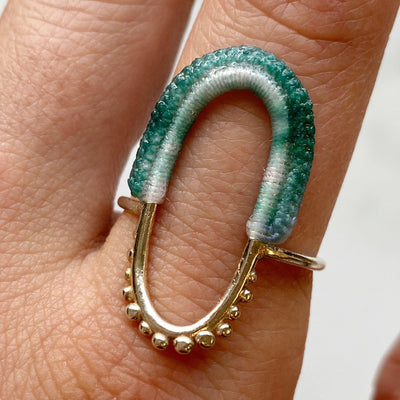 Vishu Ring // Sterling Silver + Hand Dyed Aqua-Rings-Twyla Dill-4.5-Seattle Jewelry-Handmade Jewelry-Seattle Jeweler-Twyla Dill