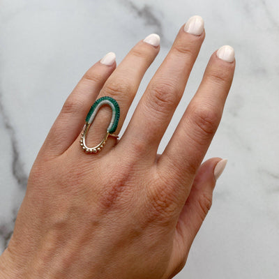 Vishu Ring // Sterling Silver + Hand Dyed Aqua-Rings-Twyla Dill-4.5-Seattle Jewelry-Handmade Jewelry-Seattle Jeweler-Twyla Dill