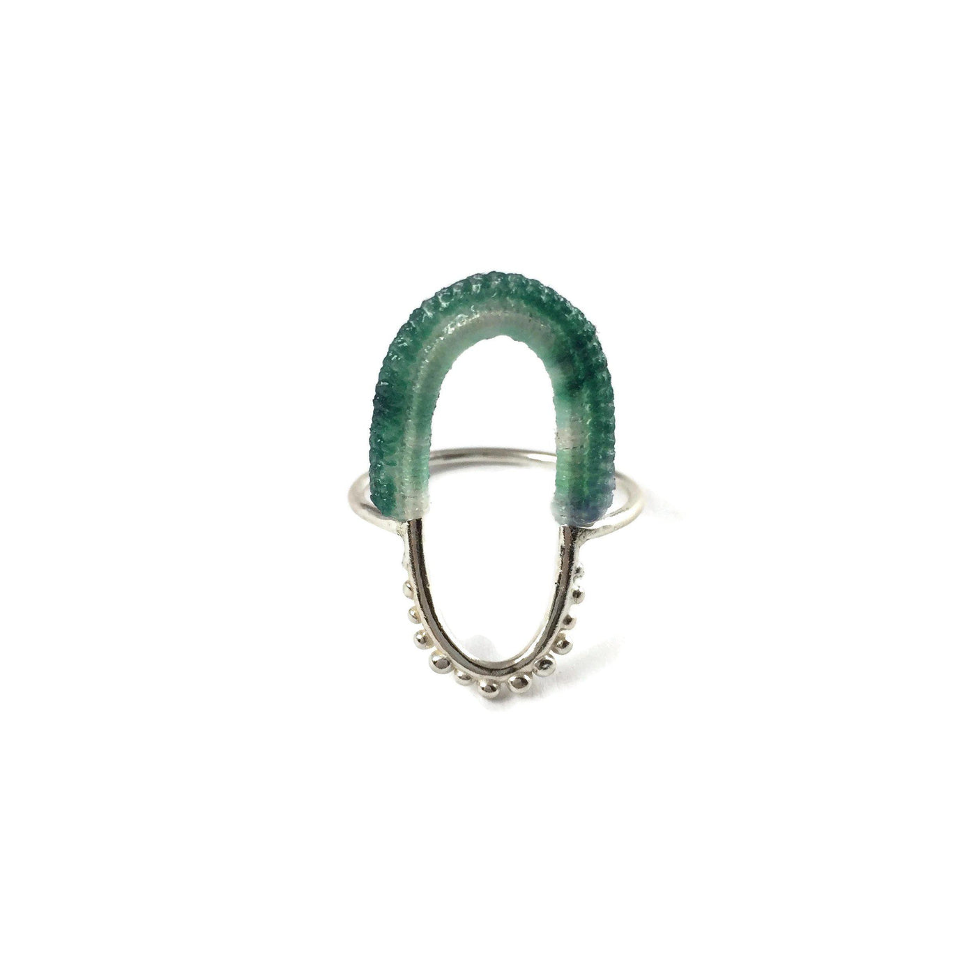 Vishu Ring // Sterling Silver + Hand Dyed Aqua-Rings-Twyla Dill-4.5-Seattle Jewelry-Handmade Jewelry-Seattle Jeweler-Twyla Dill