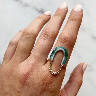 Vishu Ring // Sterling Silver + Hand Dyed Aqua-Rings-Twyla Dill-4.5-Seattle Jewelry-Handmade Jewelry-Seattle Jeweler-Twyla Dill