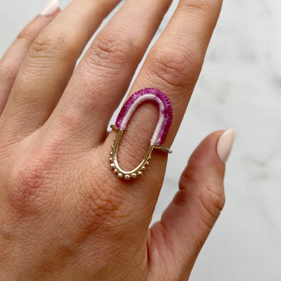 Vishu Ring // Sterling Silver + Hand Dyed Fuchsia-Rings-Twyla Dill-5-Seattle Jewelry-Handmade Jewelry-Seattle Jeweler-Twyla Dill