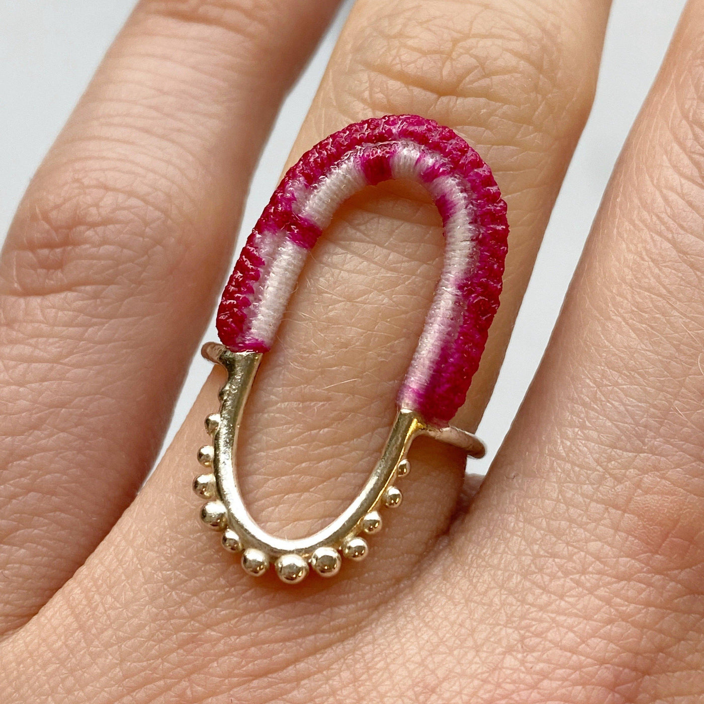 Vishu Ring // Sterling Silver + Hand Dyed Fuchsia-Rings-Twyla Dill-5-Seattle Jewelry-Handmade Jewelry-Seattle Jeweler-Twyla Dill