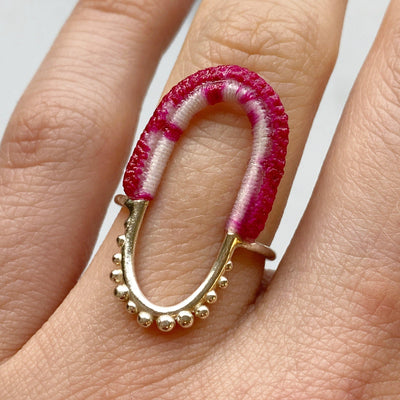 Vishu Ring // Sterling Silver + Hand Dyed Fuchsia-Rings-Twyla Dill-5-Seattle Jewelry-Handmade Jewelry-Seattle Jeweler-Twyla Dill