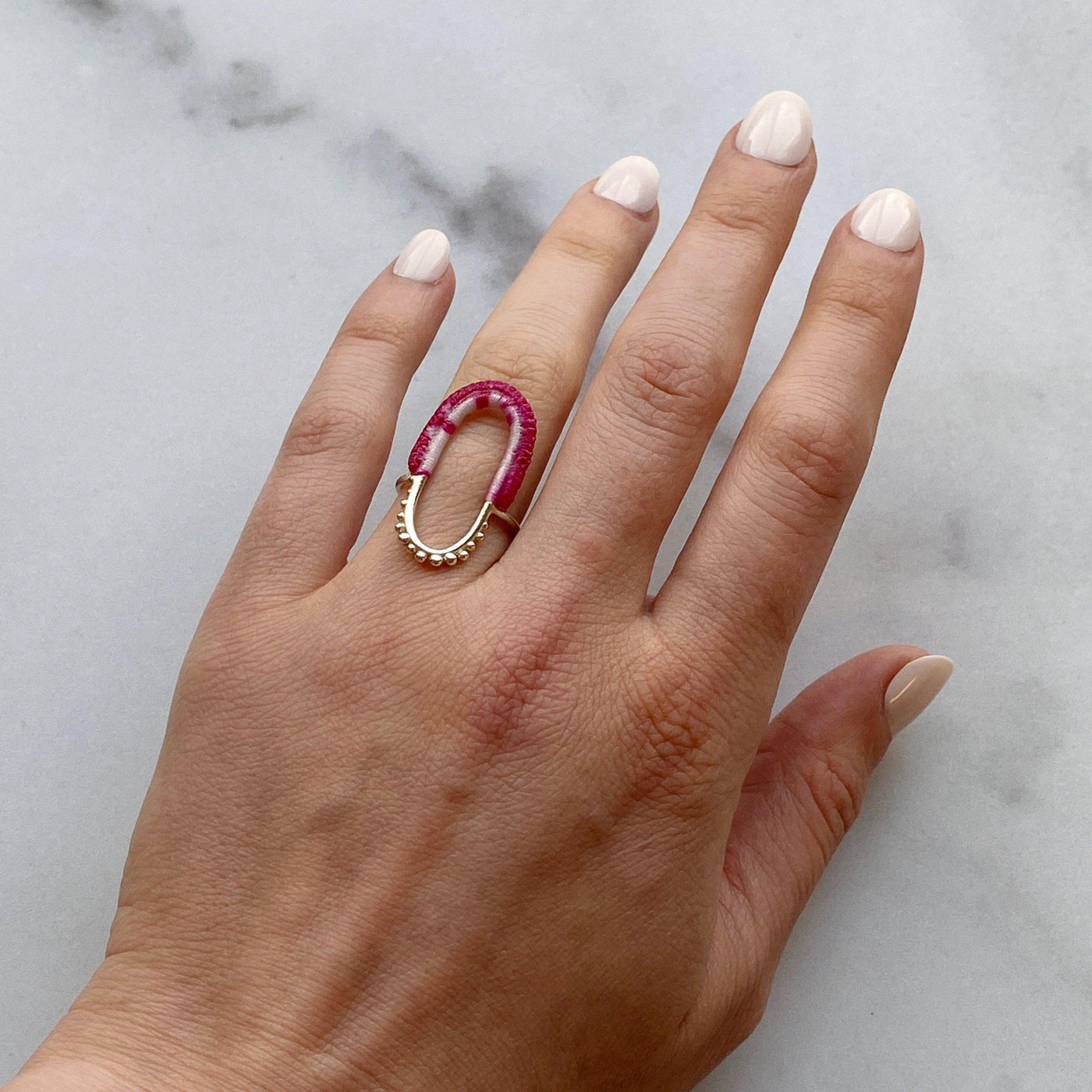 Vishu Ring // Sterling Silver + Hand Dyed Fuchsia-Rings-Twyla Dill-5-Seattle Jewelry-Handmade Jewelry-Seattle Jeweler-Twyla Dill