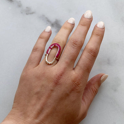Vishu Ring // Sterling Silver + Hand Dyed Fuchsia-Rings-Twyla Dill-5-Seattle Jewelry-Handmade Jewelry-Seattle Jeweler-Twyla Dill