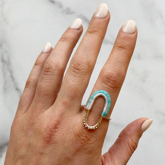 Vishu Ring // Sterling Silver + Hand Dyed Sea Spray-Rings-Twyla Dill-7.5-Seattle Jewelry-Handmade Jewelry-Seattle Jeweler-Twyla Dill